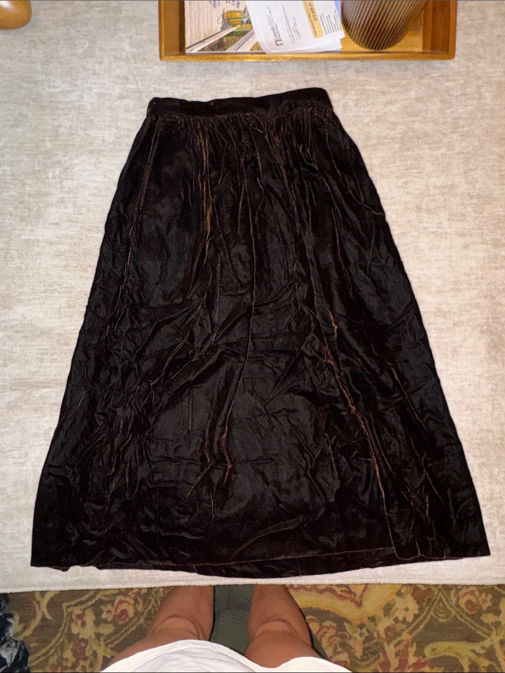 Black Velvet Maxi Skirt with Comfortable Waistband
